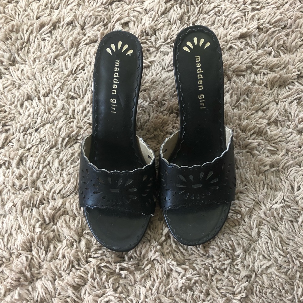 Madden girl black open toe heels
